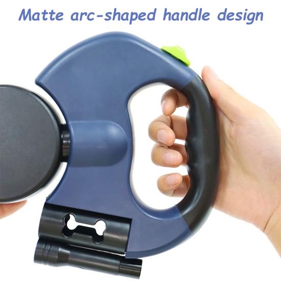 Двойной выдвижной поводок для собак Сверхпрочный Двуглавый поводок для собак с вращающимся на 360 градусов вертлюгом и светодиодной подсветкой для маленьких, средних и крупных собак