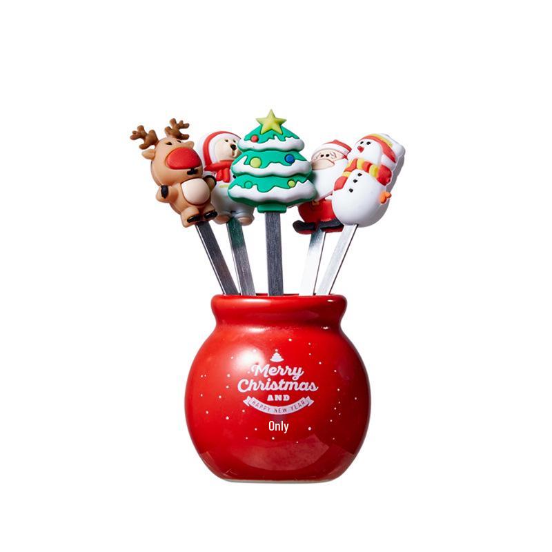 Детские вилки для фруктов из нержавеющей стали - Милые десертные и пирожные вилки с банкой для хранения для домашнего использования для малышей