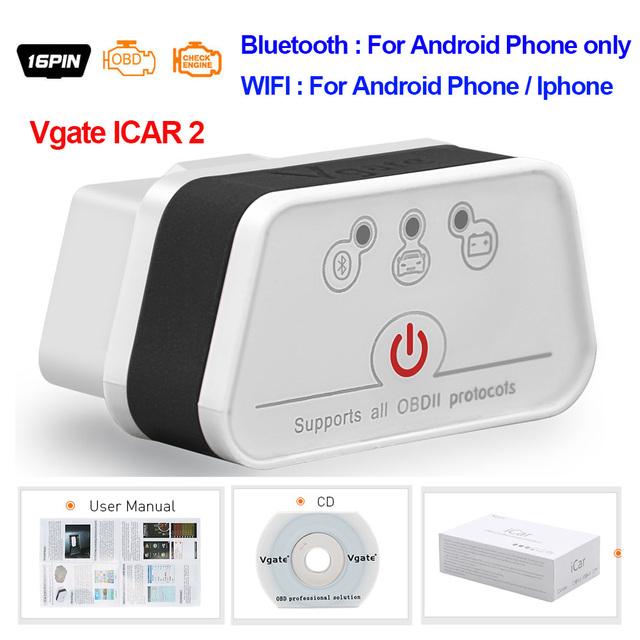 Vgate iCar2 obd2 bluetooth-сканер ELM327 V2.2 obd 2 wifi icar 2 автомобильные инструменты elm 327 для android/PC/IOS считыватель кодов