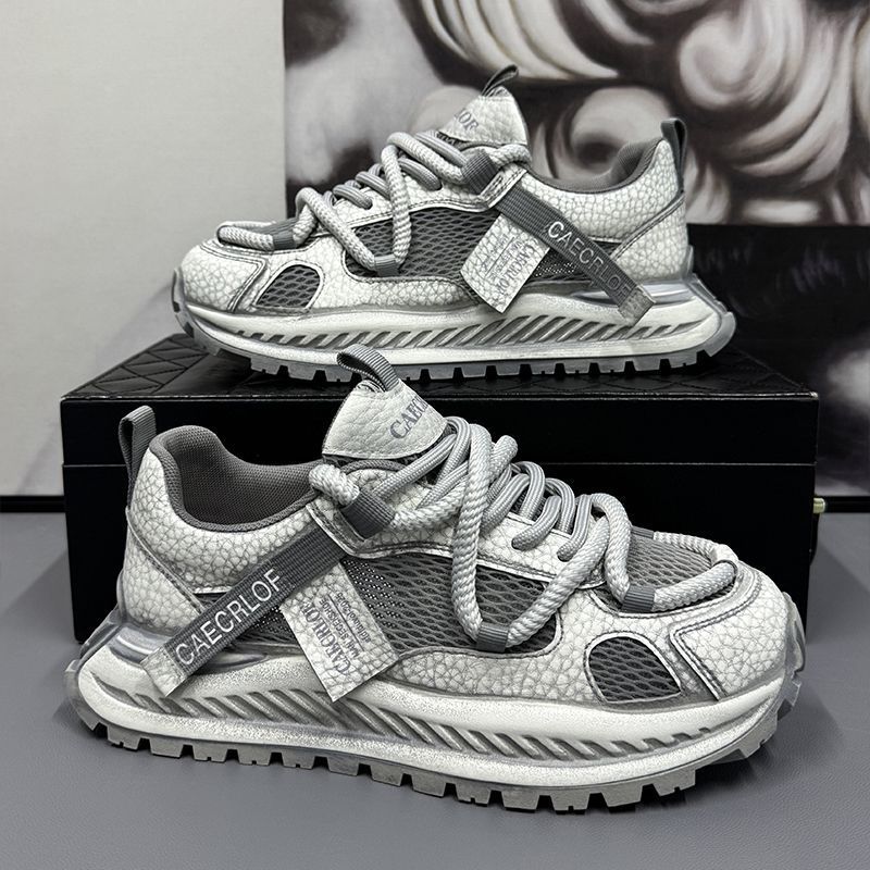 Men Breathable Color Block Thick Sole Low Top Casual Sports Agan Shoes