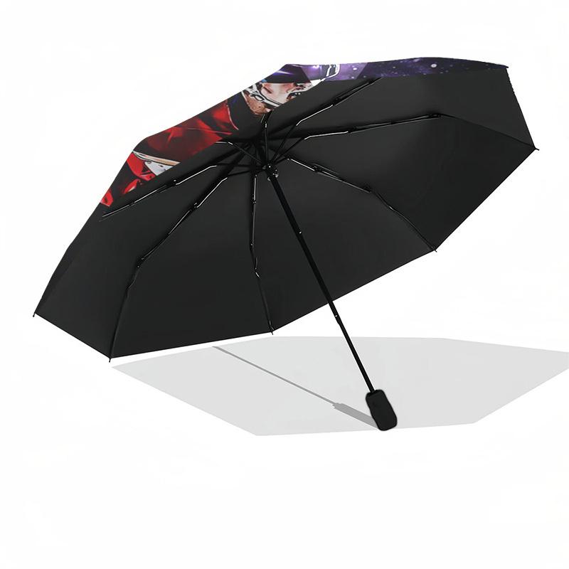 Hockey Player, Space Background Themed Automatic Opening and Closing Umbrella, Compact Travel Umbrella, Lightweight and Portable, Suitable f