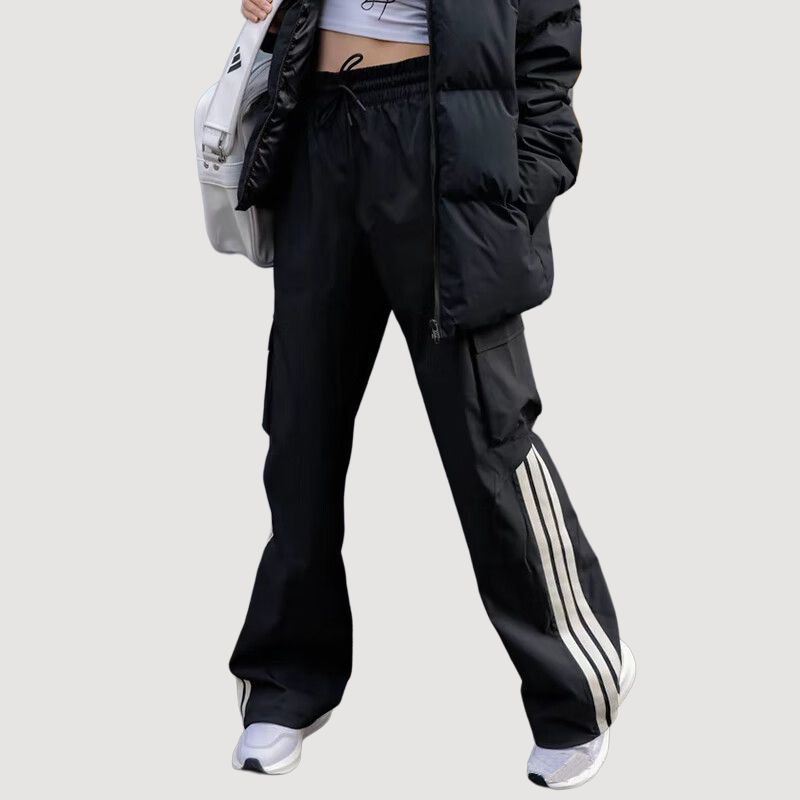 adidas Дышащие удобные рабочие брюки со шнуровкой, трикотажные спортивные брюки, женские брюки черного цвета KA2607