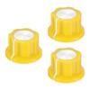 3-Piece Potentiometer Knob Set with Screw-in Brass Inserts for 1/4" Shaft Potentiometers, Yellow Volume Controller Rotary Knobs for Guitar Effe