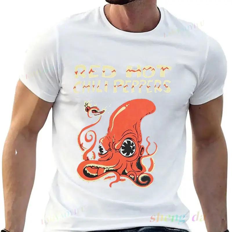 Футболка Anthony Рок-группа Streetwear Харадзюку Футболка Red Hot Chili Peppers Огненный Кальмар Графическая футболка Унисекс Женская одежда