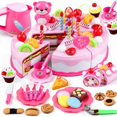 Детская развивающая игрушка, имитация DIY, модель торта на день рождения, кухня, ролевые игры, резка фруктов, еда, игрушка для малышей, детский подарок