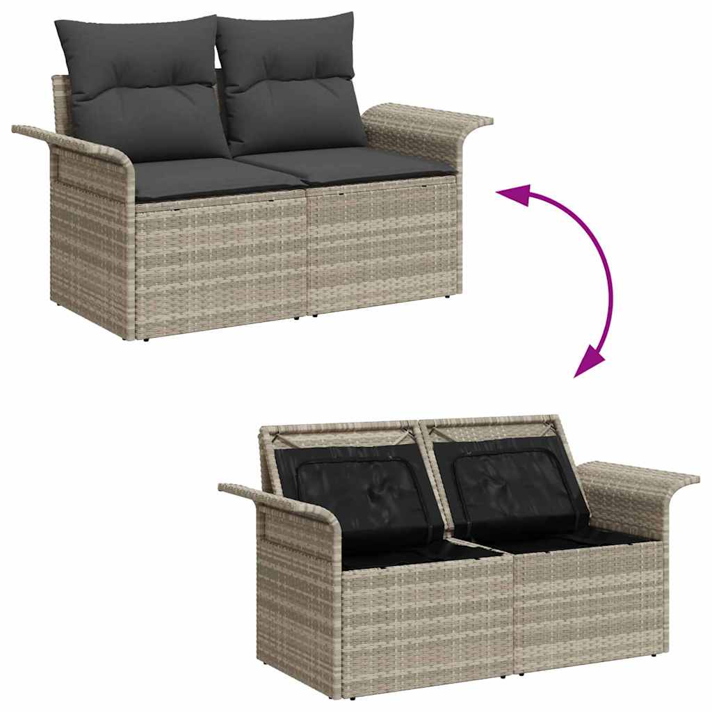 Garden Sofa Set with Cushions 7 pcs Light Grey Poly Rattan
