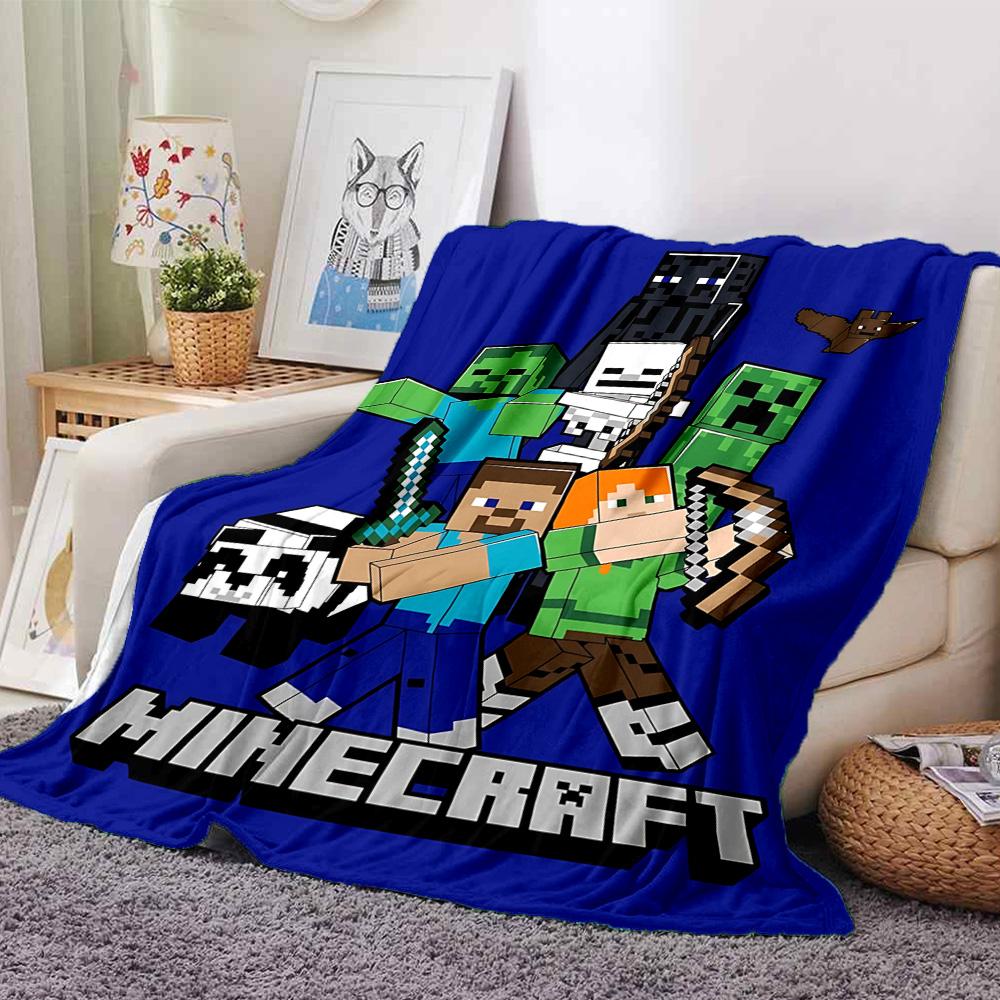 1pc Minecraft Pixel Characters Adventure flannel Blanket for Super Soft Cute Comfort Blanket for Travel Bedding Couch Sofa Blanket Y73049
