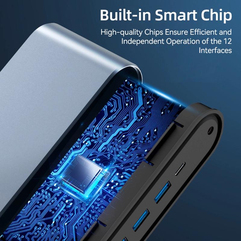 Док-станция 12 в 1 USB Type C HUB 4K HDMI-совместимый VGA RJ45 Lan Ethernet Устройство чтения карт SD/TF 100 Вт PD зарядка Разветвитель USB 3.0 для ноутбука