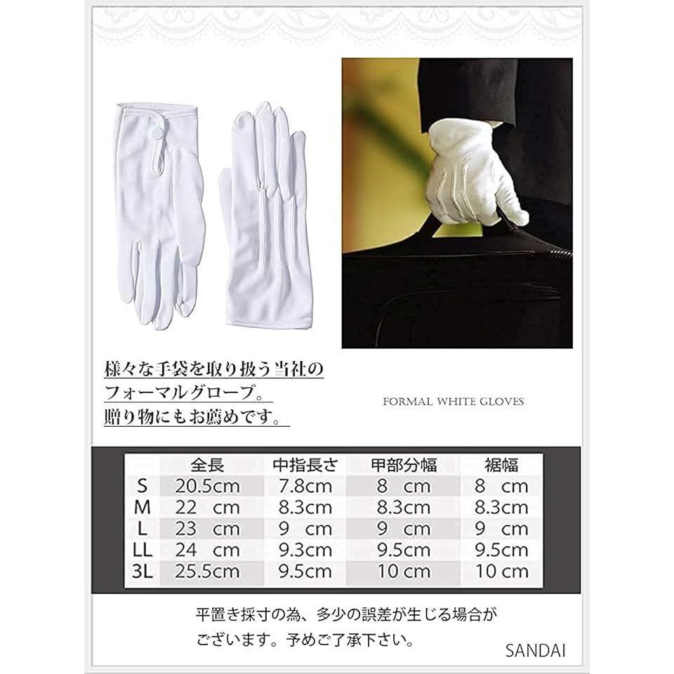 Used SANDAI Formal Gloves, Toray Nylon, Men's, with Hook, Made in Japan (White (5 pairs), L)