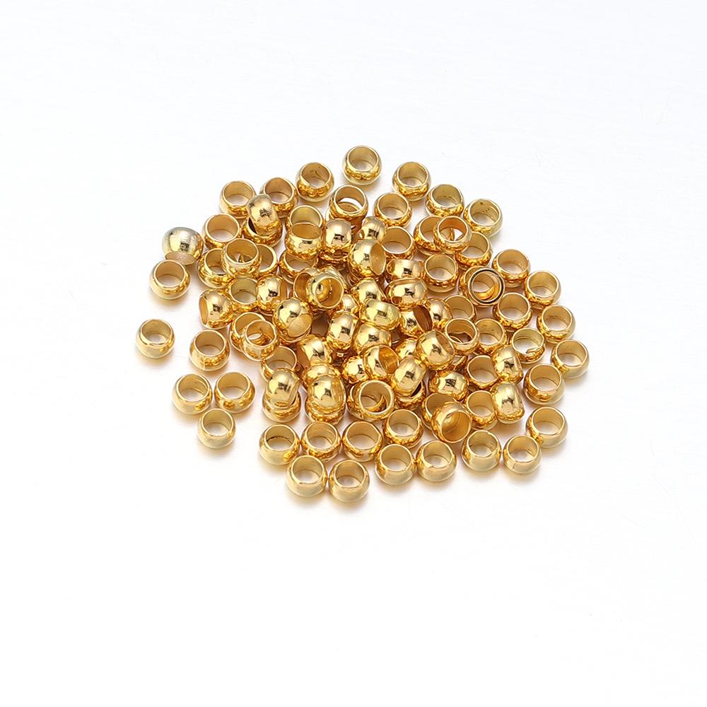 200Pcs Copper Round Stopper Crimp End Beads Positioning Spacer Beads For DIY Handmade Bracelets Necklace Jewelry Making Supplies