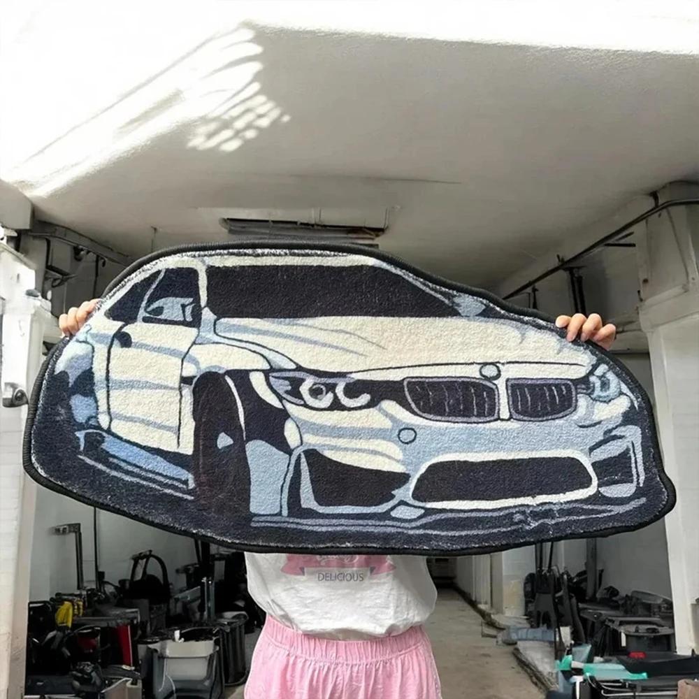 Boys' Room Car Shape Rug - Soft Fur Non-Slip Floor Cushion, Headboard Pad & Car Enthusiast Home Decor