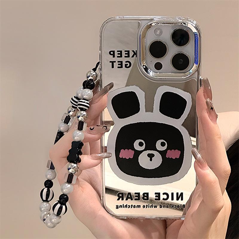 Чехол Zhitai iPhone 15 Pro/16 Pro Max «три в одном» с зеркалом и цепочкой для телефона