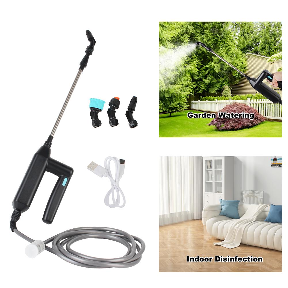 7.4V Rechargeable Telescopic Handle 3M Hose with 3 Mist Nozzles Electric Water Sprayer Battery Powered Sprayer Wand