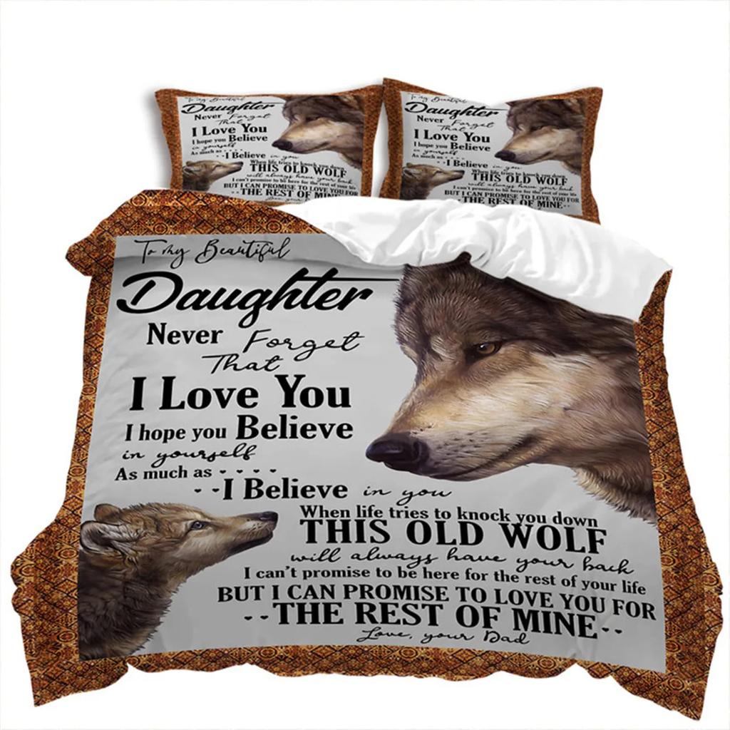 Letter Duvet Cover Abstract Word Print Wild Animal Theme The Meaningful Gift for Family and Friend Bedroom Decoration Queen Size