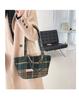 Осень/Зима Сумка-тоут большой вместимости в клетку - Универсальная сумка в корейском/японском стиле для женщин-студенток