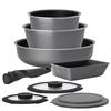 Серия Royal Gray Набор глубоких сковород и кастрюль с мерной шкалой для омлета D-Plus, 9 предметов, Сковорода, Только,