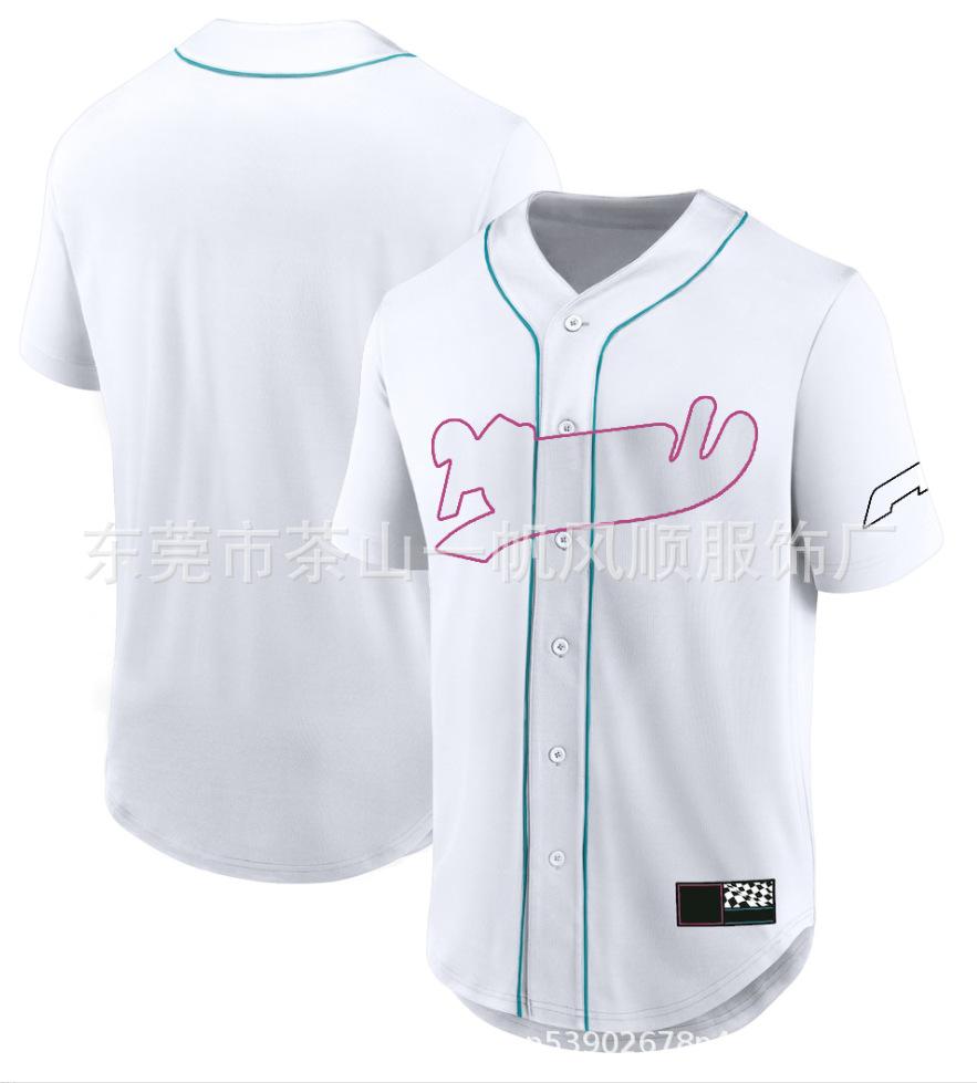 Summer loose training clothes casual men's short-sleeved 3D printed alphabet jersey crew neck button-up cardigan baseball jersey