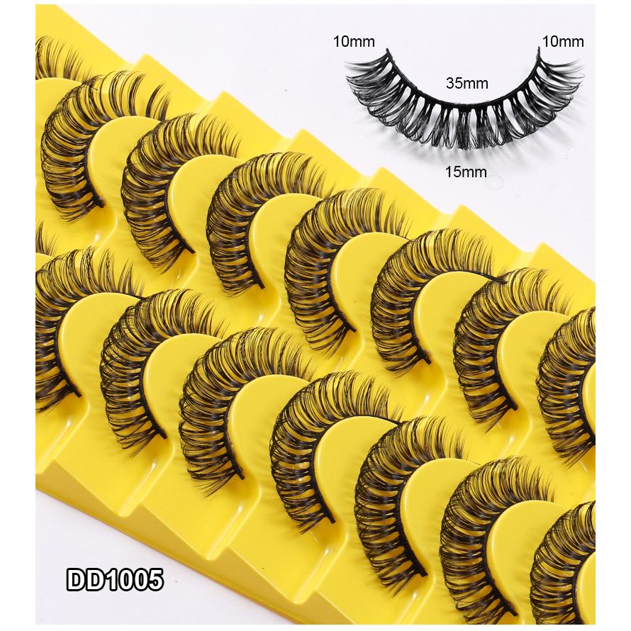 10 Pairs Natural False Eyelashes Curl Russian Volumes 3D Fluffy Mink Reusable Fake Lashes Flexible Extensions Faux Cils