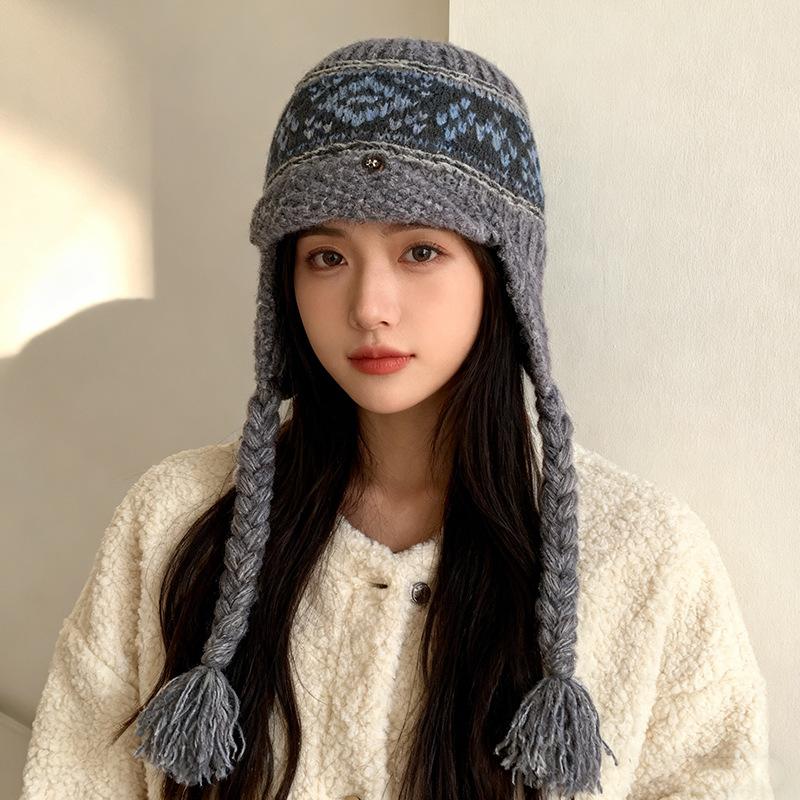 Fair Island Knitted Lei Feng Hat Children's Winter Thickened Warm Ear Protector Wool Hat Show Face Small Baotou Cold Hat
