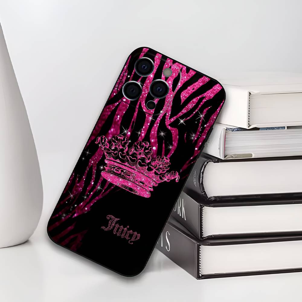 Чехол для телефона J-JUICY C-COUTURE для iPhone 17,16,15,14,13,12,11 Plus,Pro Max,XS, Мягкий черный чехол
