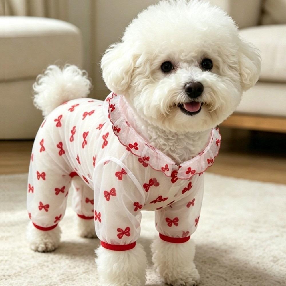 Four Legged Dog summer Clothes Breathable Pet Mesh Jumpsuit Cover Hooded Sunscreen Clothing Cat