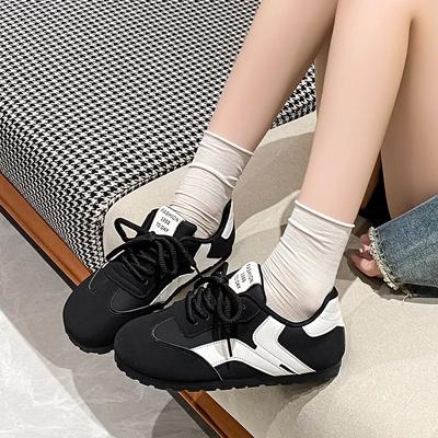 Женская обувь 2024 года, женская обувь на шнуровке, вулканизированная обувь, женские кроссовки для активного отдыха, круглый носок, разноцветные туфли на плоской подошве с женской повседневной обувью