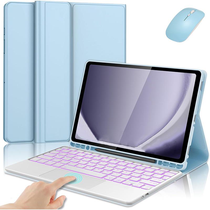 Планшет Samsung S9 FE Plus 12,4" с сенсорной клавиатурой с RGB-подсветкой и кожаным защитным чехлом
