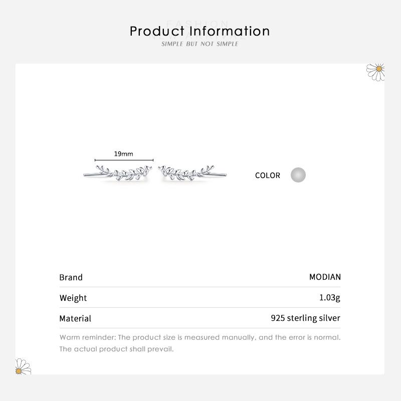 MODIAN Lucky Tree of Life Long Ear Studs 925 Sterling Silver Leaves Cute Stud Earrings For Women Wedding Jewelry