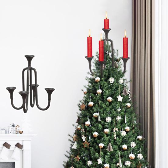 Candelabra Tree Topper Christmas Tree Topper Candle Holder Resin Candelabra Xmas Tree Topper Decorations for Holiday Decor