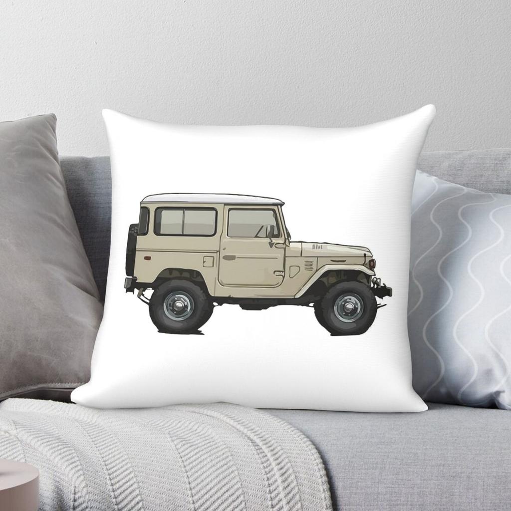 FJ40 Land Cruiser Square Pillowcase Polyester Linen Velvet Pattern Zip Decorative Throw Pillow Case Sofa Cushion Cover