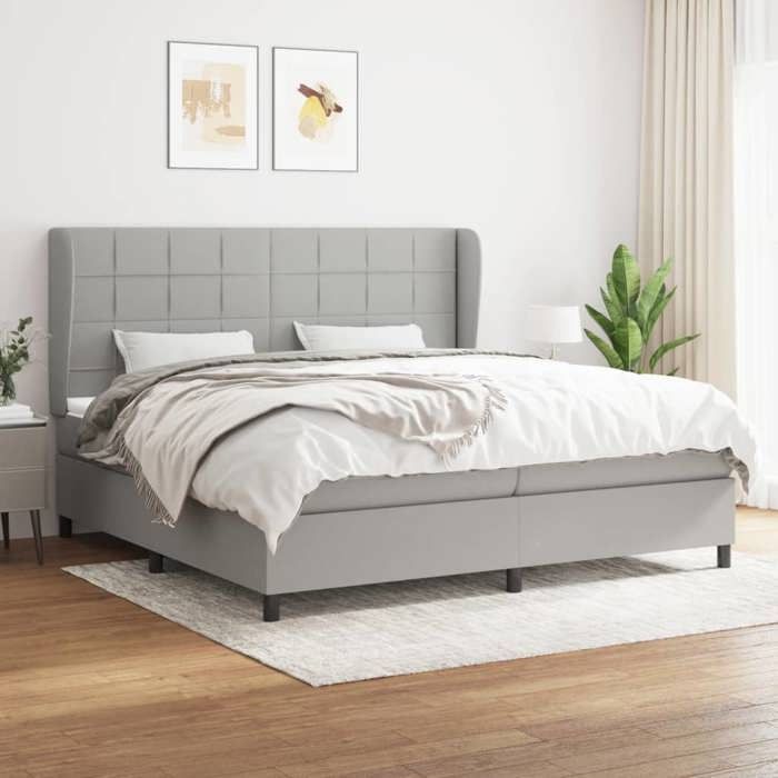 Maison Exclusive - Sommier à lattes de lit avec matelas Gris clair 200x200cm Tissu