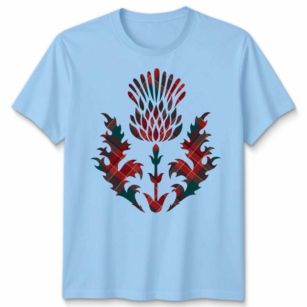 Scottish Tartan Unisex T Shirt Thistle Emblem Scotland Heritage Symbol Tee