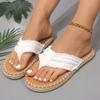 Women's Canvas Flip Flops Summer Clip Toe Flat Heel Espadrilles Shoes Women Slippers 2024 Light Non-Slip Beach Shoes Slides