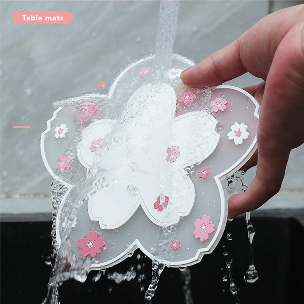 Kawaii Cherry Blossom Coaster Tea Cup Mat Japan Sakura Coaster Insulation Mat Non-Slip Mat for Tea Milk Mug Cup Coasters 1PC Mat