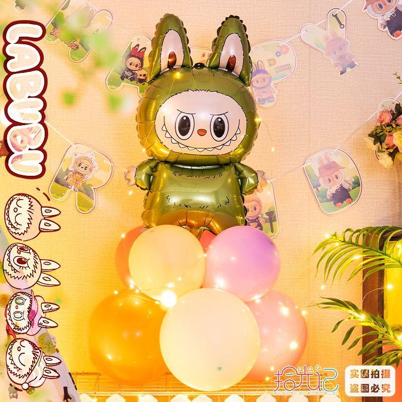 Колонна из воздушных шаров Лабубу, Оформление сцены для детского дня рождения, Принадлежности для вечеринки на первый день рождения девочки