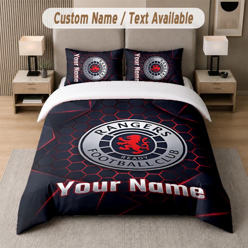 Rangers FC Design Bedding Set Custom Text 1 Duvet Cover & 2 Pillow Cases