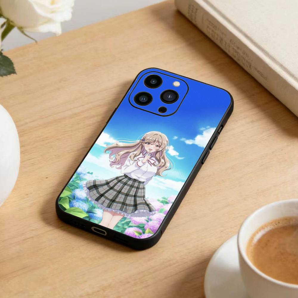 Чехол для телефона Аниме Watanare Для iPhone 17, 16, 15, 14, 13, 12 Plus, Max Мягкий Силиконовый Черный Чехол