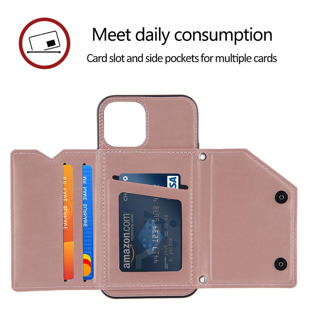 Кожаный чехол-книжка с ремешком через плечо и отделениями для карт для iPhone 15 14 Plus 13 12 11 Pro Max для Samsung S24 S23 S22 S21 Ultra Plus Note20Ultra A15 A05