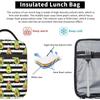 Cute Avocado Lunch Bag Black and White Stripes Thermal Lunch Box Insulated Meal Bag Food Container for School Work Picnic Travel