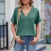 Женские однотонные свободные футболки с короткими рукавами и большим V-образным вырезом — модные и универсальные