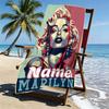 Custom Name Personalized Marilyn Monroe Print Beach Towel, for Trip Camping Beach Party Home Decor, Birthday Gift for Family & Friends