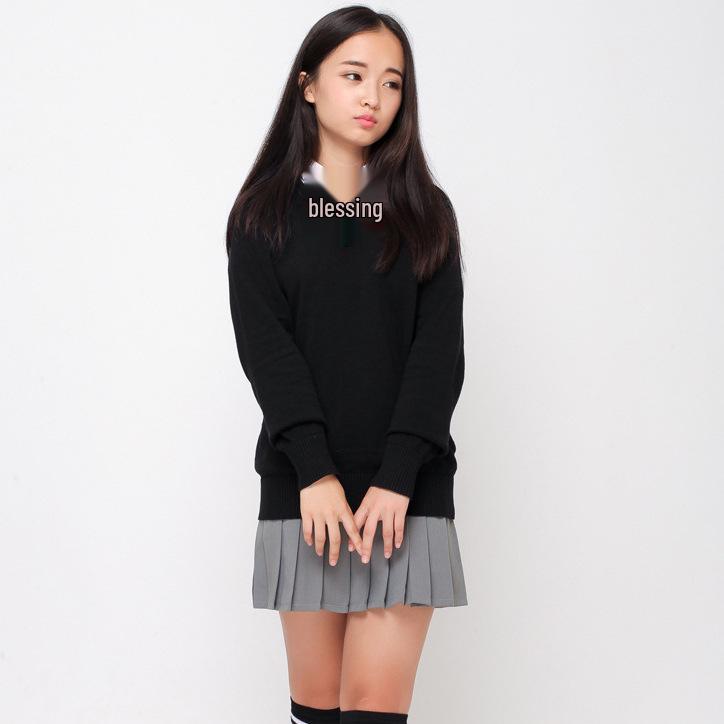 Пуловер с V-образным вырезом, вязаный в стиле японской школьной формы JK, для студентов - Унисекс, с длинным рукавом, в наличии.