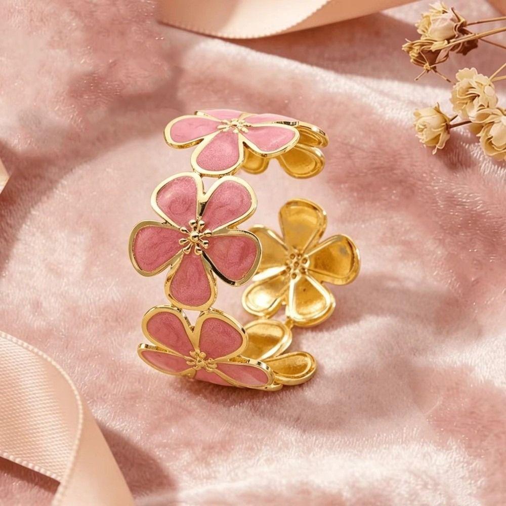 Non-Fading Flower Bangle Opening Design Flower Opening Ladies Bangle Romantic Gift
