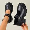 Black platform Mary Jane women's shoes, thick heel height and thinness, Japanese JK style versatile single shoes.