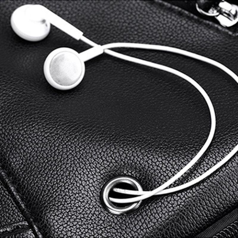 Мужской водонепроницаемый кожаный рюкзак с USB-портом для зарядки компьютерная сумка для 14-дюймового ноутбука Mochilas