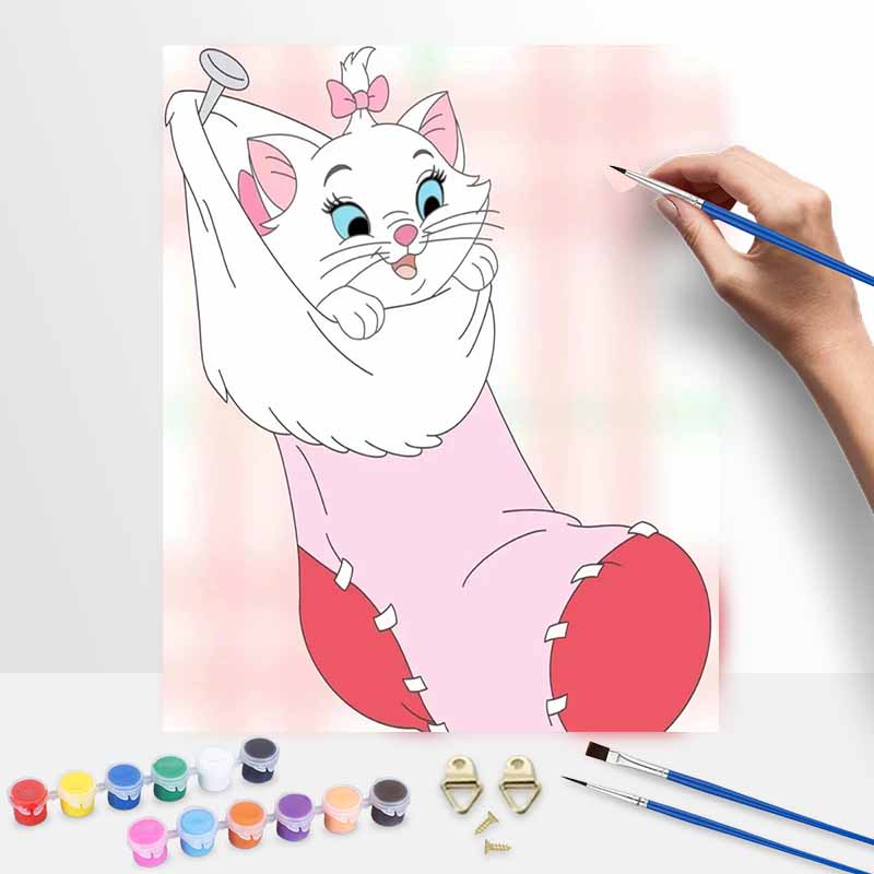 Disney Мари Кошка Масляная Краска Ручная Роспись Набор Декор Классический Стиль Домашний Декор Подарки для Прекрасной Леди Аниме Арт Настенное Украшение Набор для Творчества