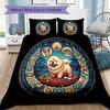 Chow Chow Glass Pattern Bedding,Quilt Set Quilt Cover Pillowcase Home Birthday Gift (1*duvet cover+2*pillowcase,without core)