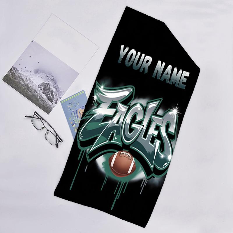 1pc Fashion Cool Eagle Logo1 Beach Towel with Custom Name, Beach/Swimming/Bath/Picnic/Camping Towel, Suitable for Seaside Beaches