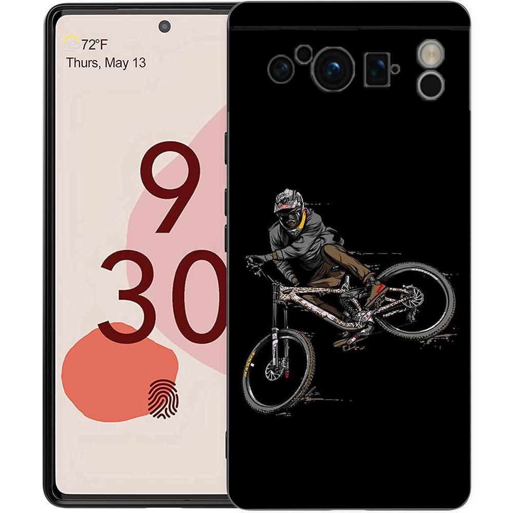 Чехол для телефона с рисунком Велосипедный спорт в горах Для Google Pixel 9 8 7 6 Pro XL 8A 6A 7A 5G Мягкий ударопрочный ТПУ Черный чехол