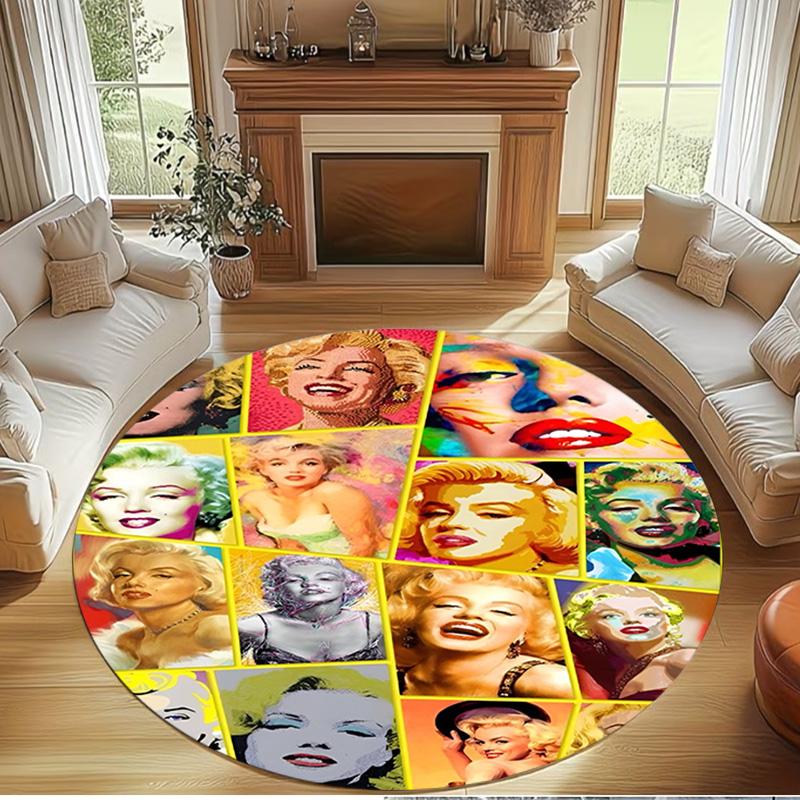 Marilyn Monroe Print Round Rug, Washable Floor Carpet, For Entryway Dorm Laundry Room Office Study, Home Decor Birthday Christmas Gift